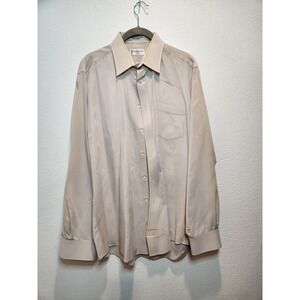 Vintage Yves Saint Laurent Chemises Tan Dress Shirt Mens 16.5 34-35 Beige YSL